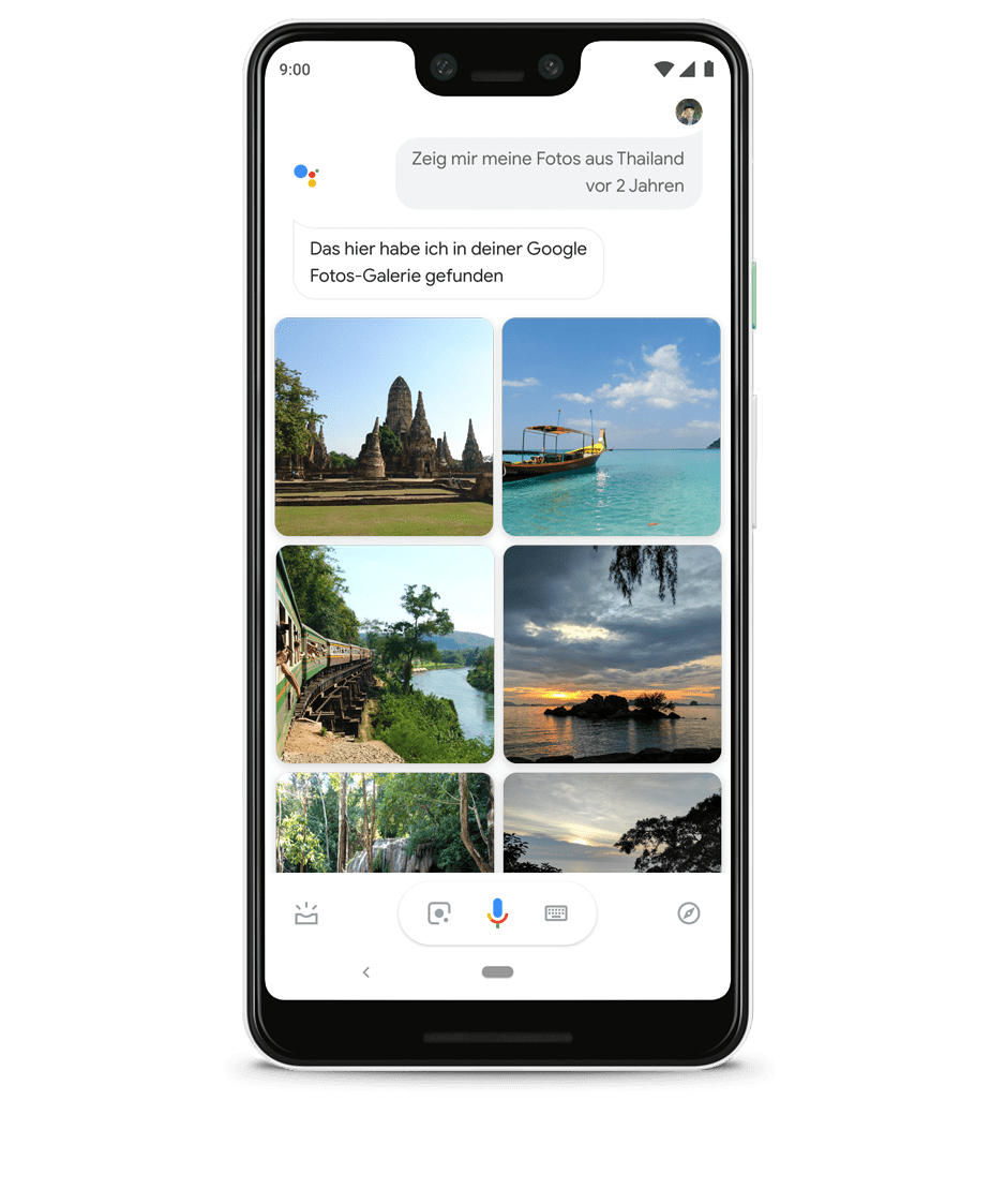 Um zu beginnen, halte einfach die Startbildschirmtaste deines Android-Smartphones<sup>**</sup> gedrückt oder lade die Google Assistant App aus dem App Store herunter.